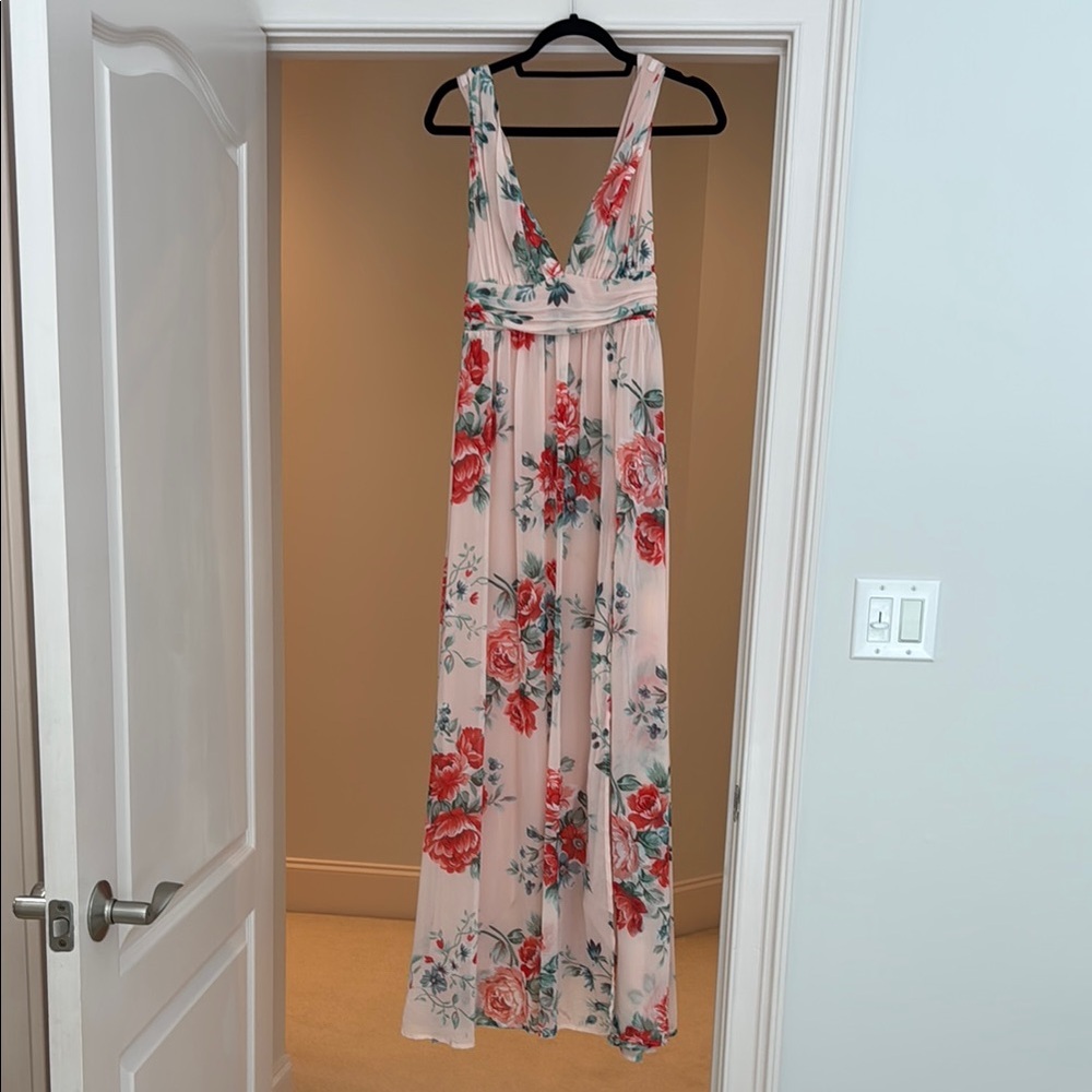 Lulu's Floral Sleeveless V-Neck Maxi Sundress